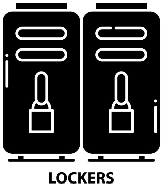 储物柜图标黑色标志与可编辑图片下载