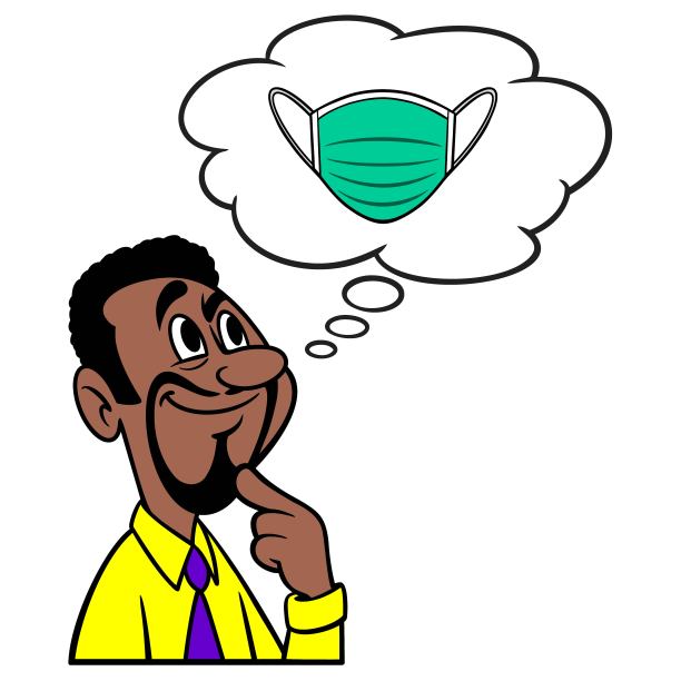 一名男子正在考虑口罩图片下载