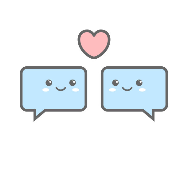 语音泡泡聊天交流对话人物卡通爱情图标标志矢量插图。图片下载