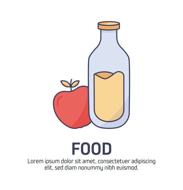 具有现代平面设计理念的食品图标。图片下载