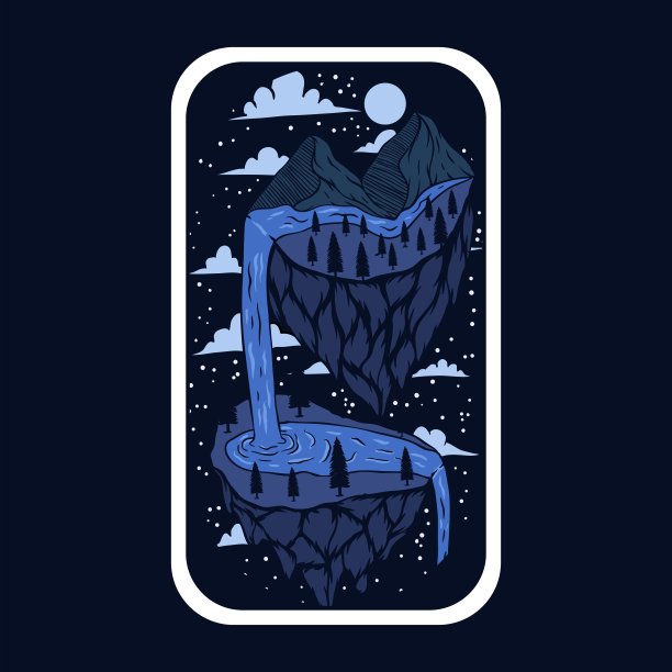 想象冒险贴纸矢量插图图片下载