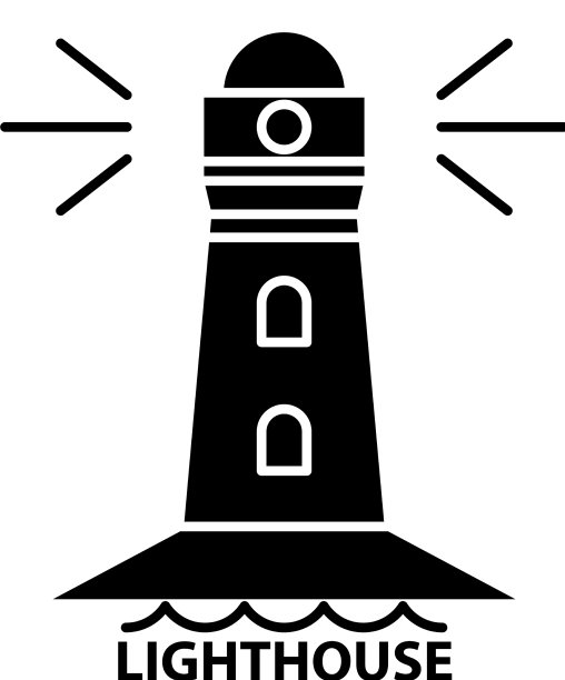 灯塔符号，图标，黑色标志图片下载
