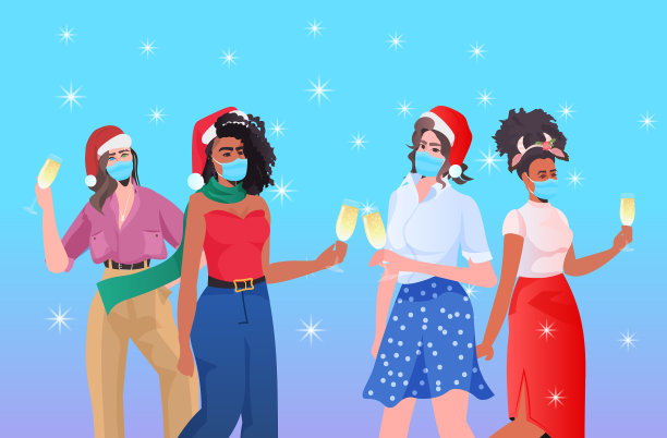 混合种族妇女戴着面具喝新的香槟图片下载