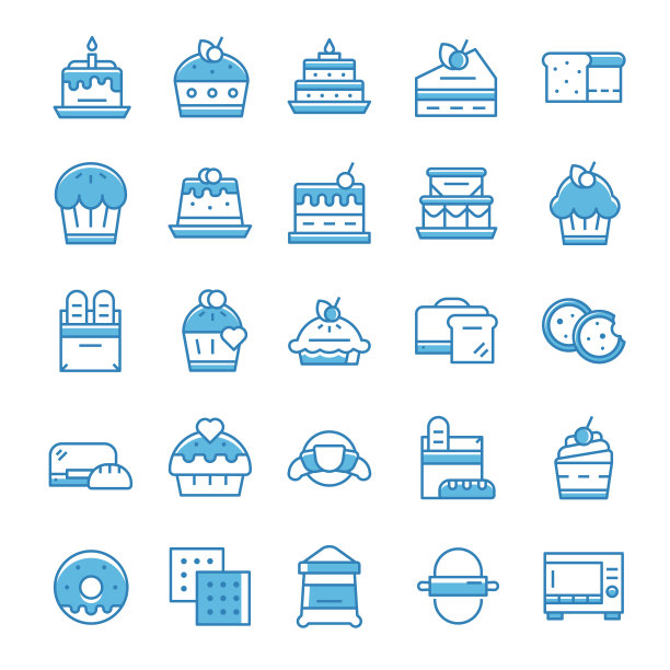 设置面包店图标与蓝色风格图片下载