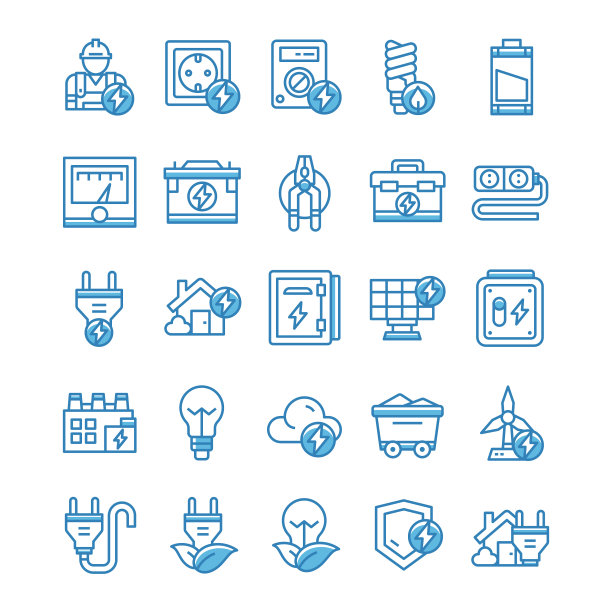 设置蓝色样式的电力图标图片下载