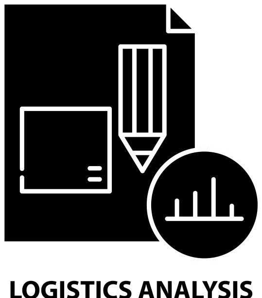 物流分析图标与黑色标志图片下载