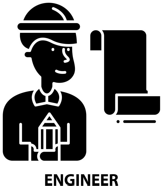 工程师图标与可编辑的黑色标志图片下载