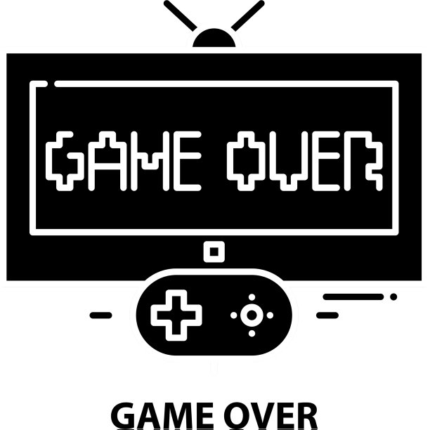 游戏结束图标黑色标志与可编辑图片下载