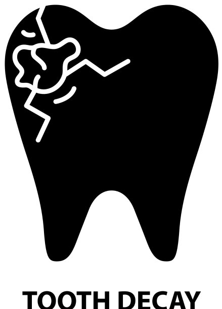 牙齿腐烂图标黑色标志与编辑图片下载
