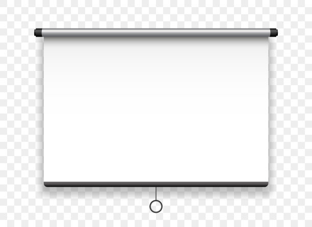 投影屏幕。现实的演示板。放映机的空白屏幕。空白板会议。空间为您的文字和设计广告。矢量插图。图片下载