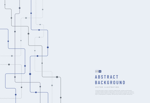 抽象的未来主义技术背景，深蓝色和灰色的曲线色线，点与复制空间。简约而现代的条纹图案概念。矢量图图片下载