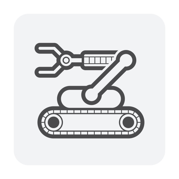 机械臂或工业机器人系统矢量图标设计孤立的白色背景。图片下载