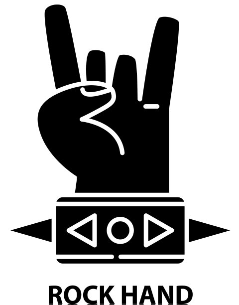 摇滚手图标黑色标志与可编辑图片下载