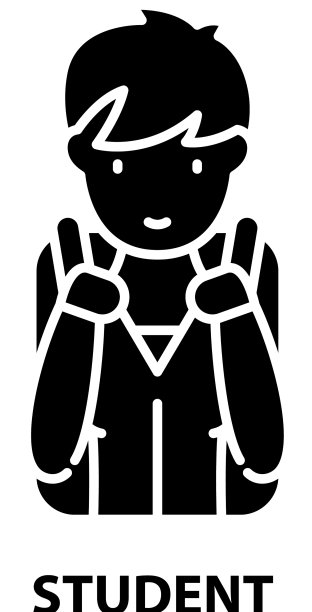 学生图标黑色标志与可编辑图片下载