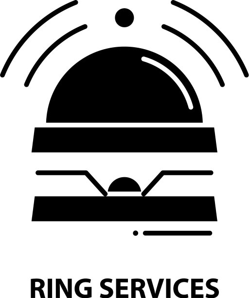 戒指服务图标与黑色标志图片下载