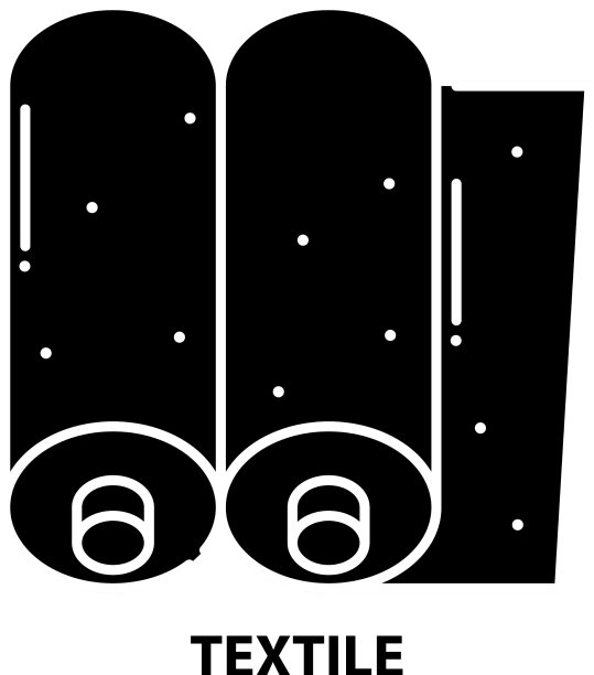 纺织品图标黑色标志与可编辑图片下载