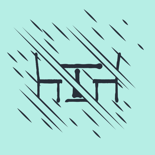 黑色木桌与椅子图标隔离图片下载