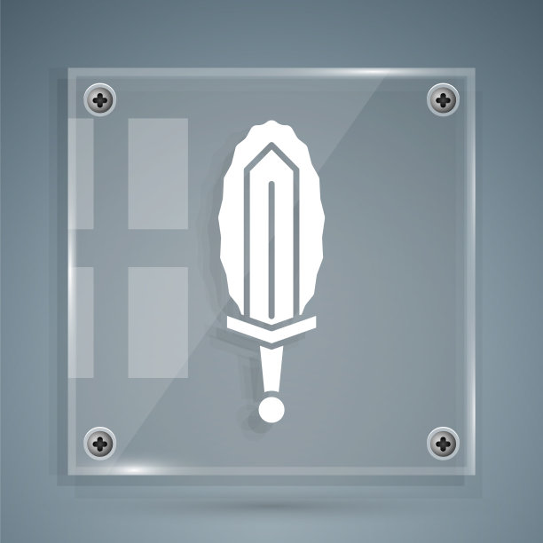 白色魔法剑在火图标孤立在灰色图片下载