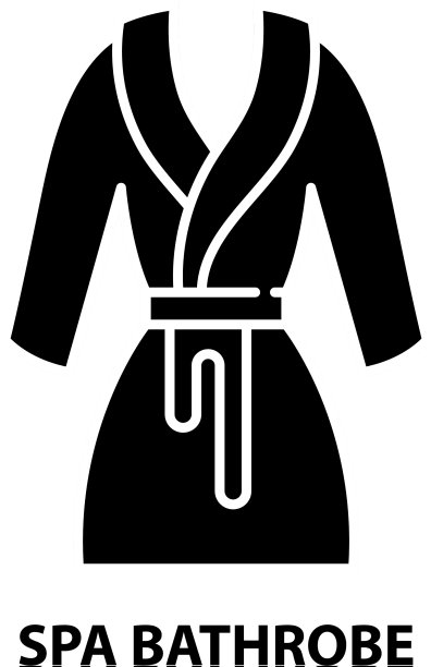 水疗浴袍图标黑色标志与编辑图片下载