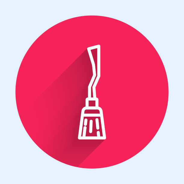 白线女巫扫帚图标孤立与长图片下载