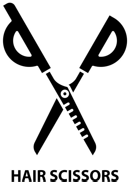 头发剪刀图标黑色标志图片下载