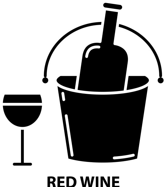 红酒图标黑色标志与可编辑图片下载
