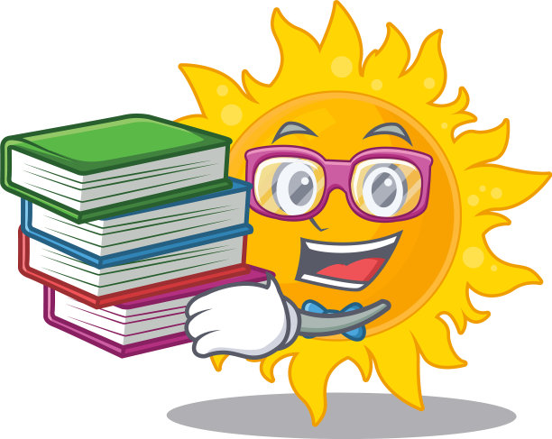 一个勤奋的学生在夏天的太阳吉祥物设计图片下载