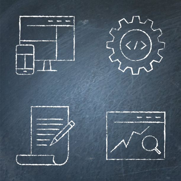 黑板seo图标设置在线条风格图片下载