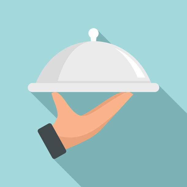 客房服务食物托盘图标扁平化风格图片下载