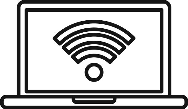 客房服务笔记本电脑wifi图标轮廓风格图片下载