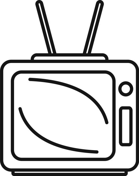 旧电视图标轮廓风格图片下载