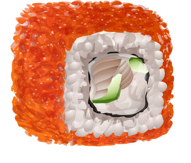 鱼子酱寿司卷图标卡通风格图片下载