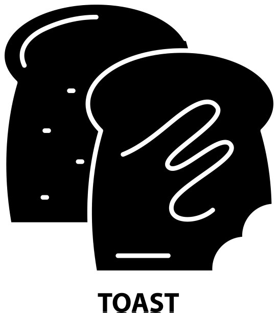 吐司图标黑色标志与可编辑图片下载