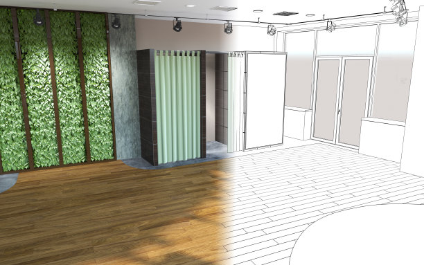 空房间，室内可视化，3D插图图片下载