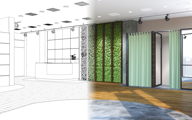 空房间，室内可视化，3D插图图片下载