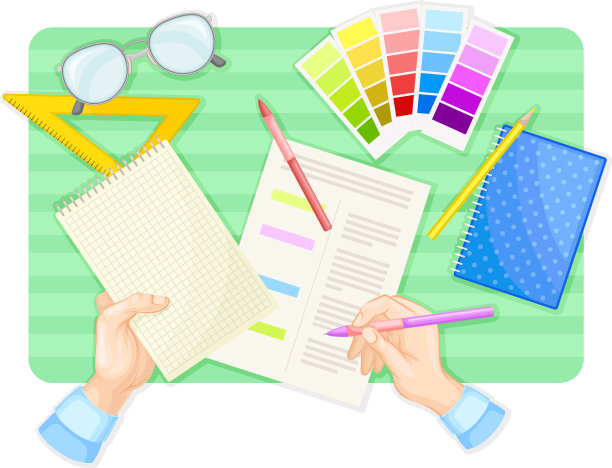 人的手从事文书工作与文具图片下载