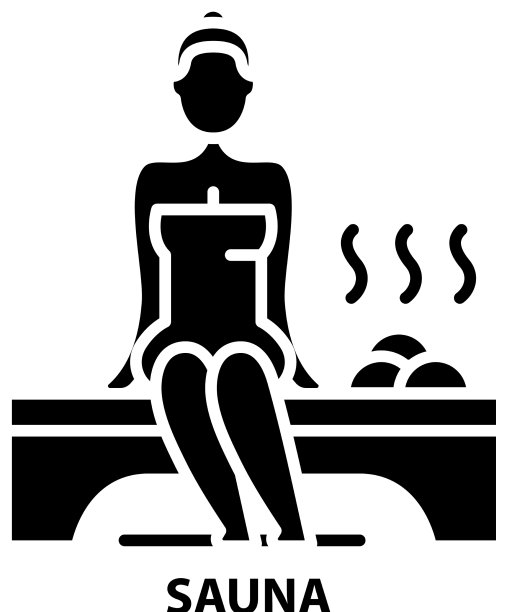 桑拿图标与可编辑的黑色标志图片下载