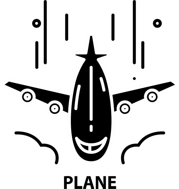 飞机图标黑色标志与可编辑图片下载