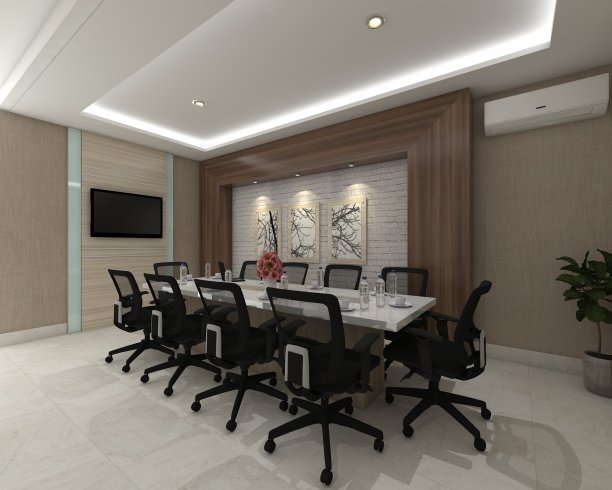 室内会议室办公室使用墙板进行讨论图片下载