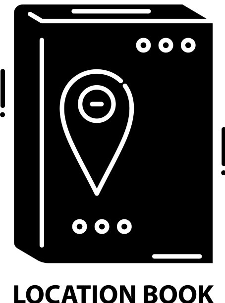 位置书图标与黑色标志图片下载