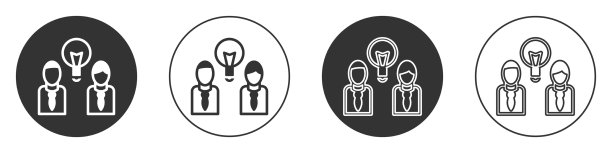 白人上有灯泡图标的黑人图片下载