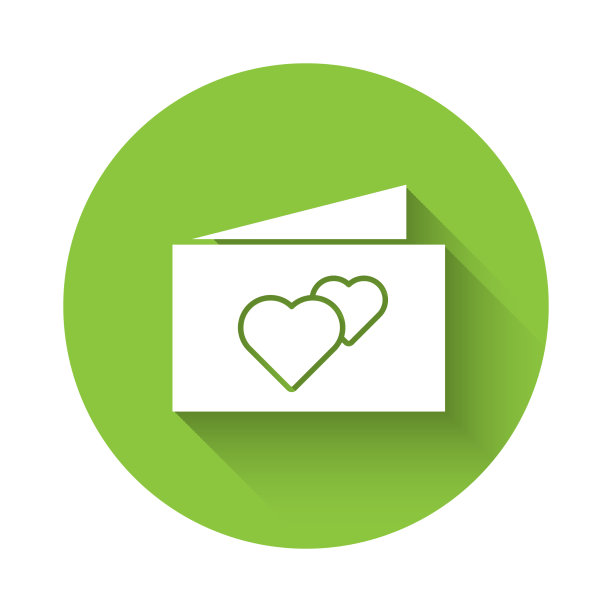 白色贺卡图标孤立与长影子图片下载