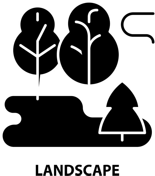 可编辑的景观图标黑色标志图片下载