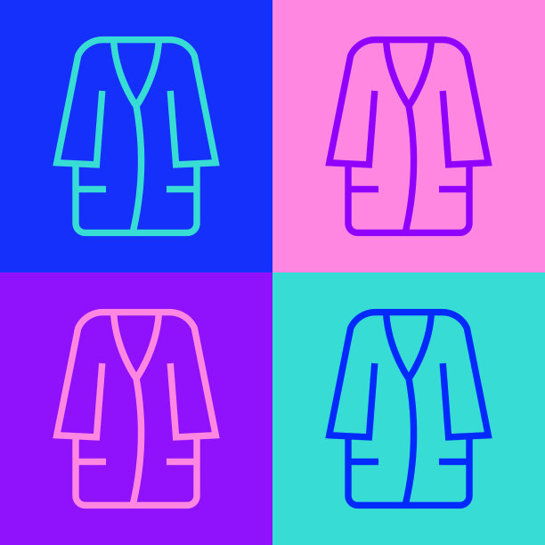 波普艺术线浴袍图标孤立的颜色图片下载