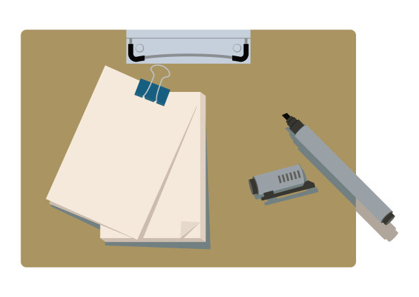 便签纸和钢笔插图图片下载