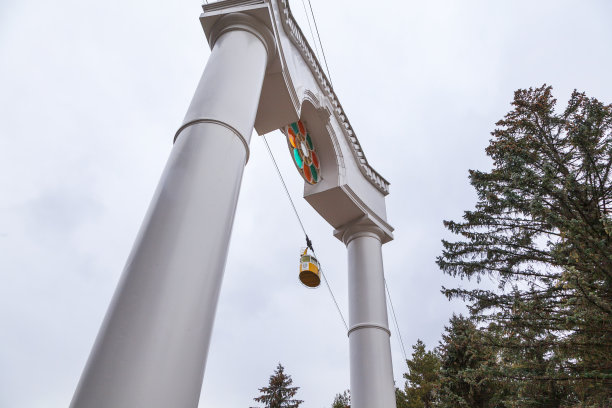 基斯洛沃茨克国家公园的缆车。缆车鸟瞰图。图片下载