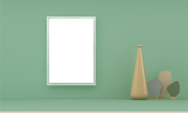 模拟框架在现代室内背景。帧3 d演示。图片下载