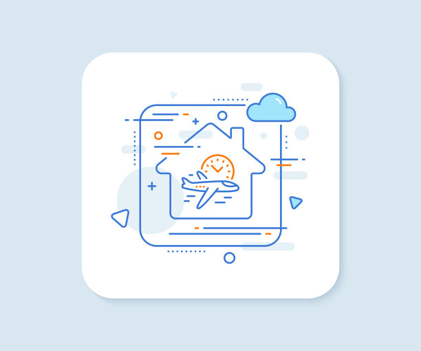 飞行时间线图标飞机与时钟标志图片下载