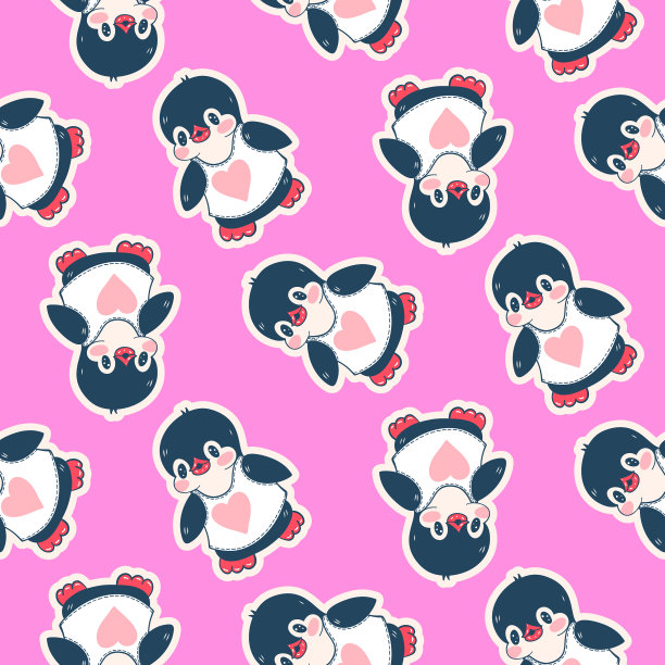 无缝图案与可爱的企鹅图片下载