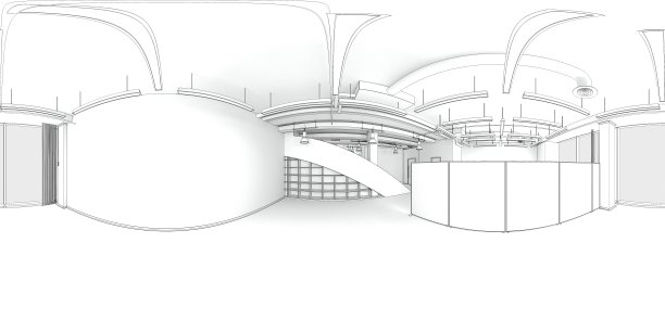 室内球面全景图，3D插图图片下载